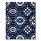 Celestial Blue Golden Floral Mandala Rug