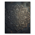 Metallic Silver Ornate Floral Mandala Rug