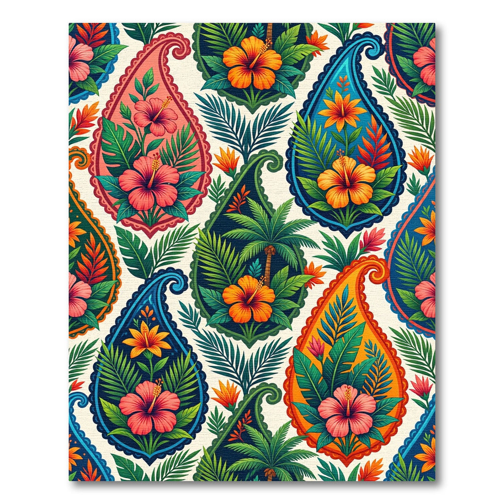 Vibrant Tropical Hibiscus Paisley Floral Rug