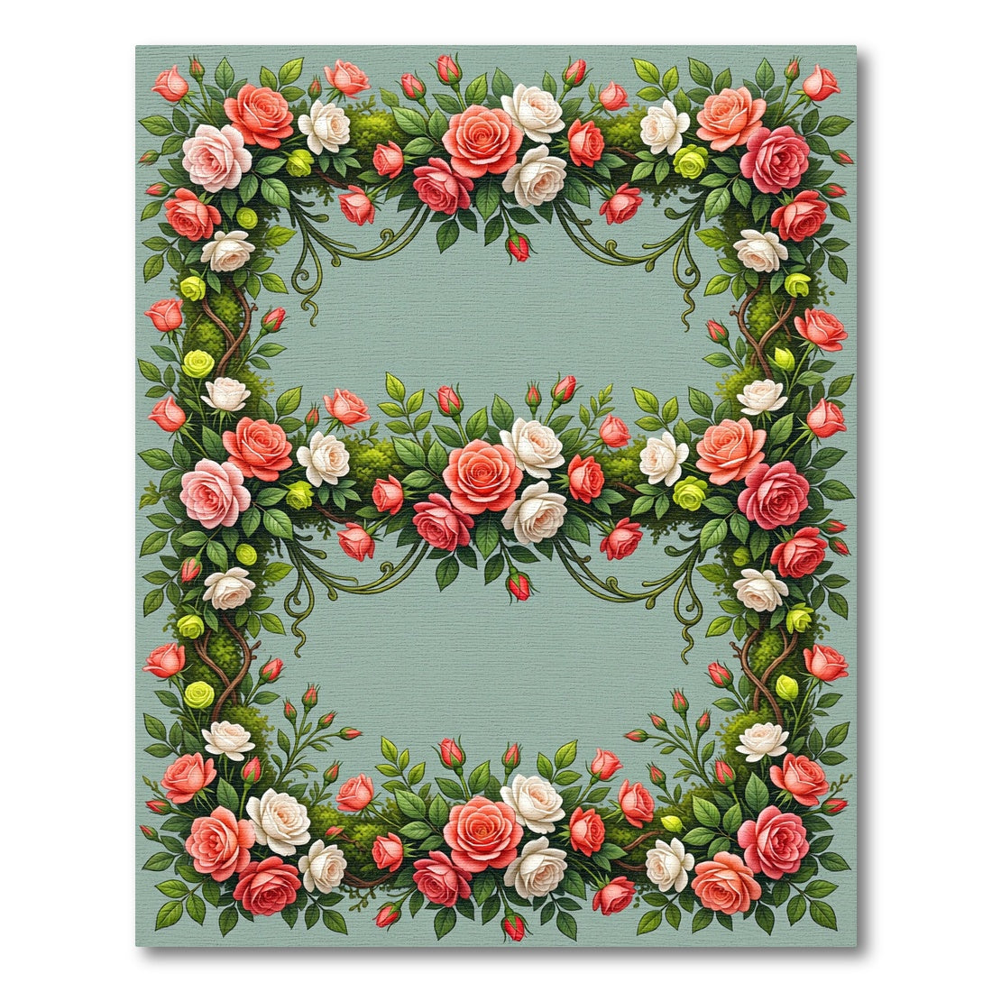 Coral Pink Floral Vine Swag Rug