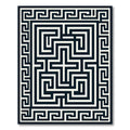 Black White Geometric Maze Border Rug