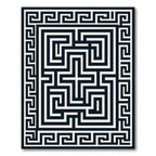 Black White Geometric Maze Border Rug