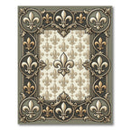 Ornate Golden Fleur-de-lis Frame Rug