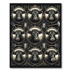 Rustic Black Bull Farmhouse Frame Rug