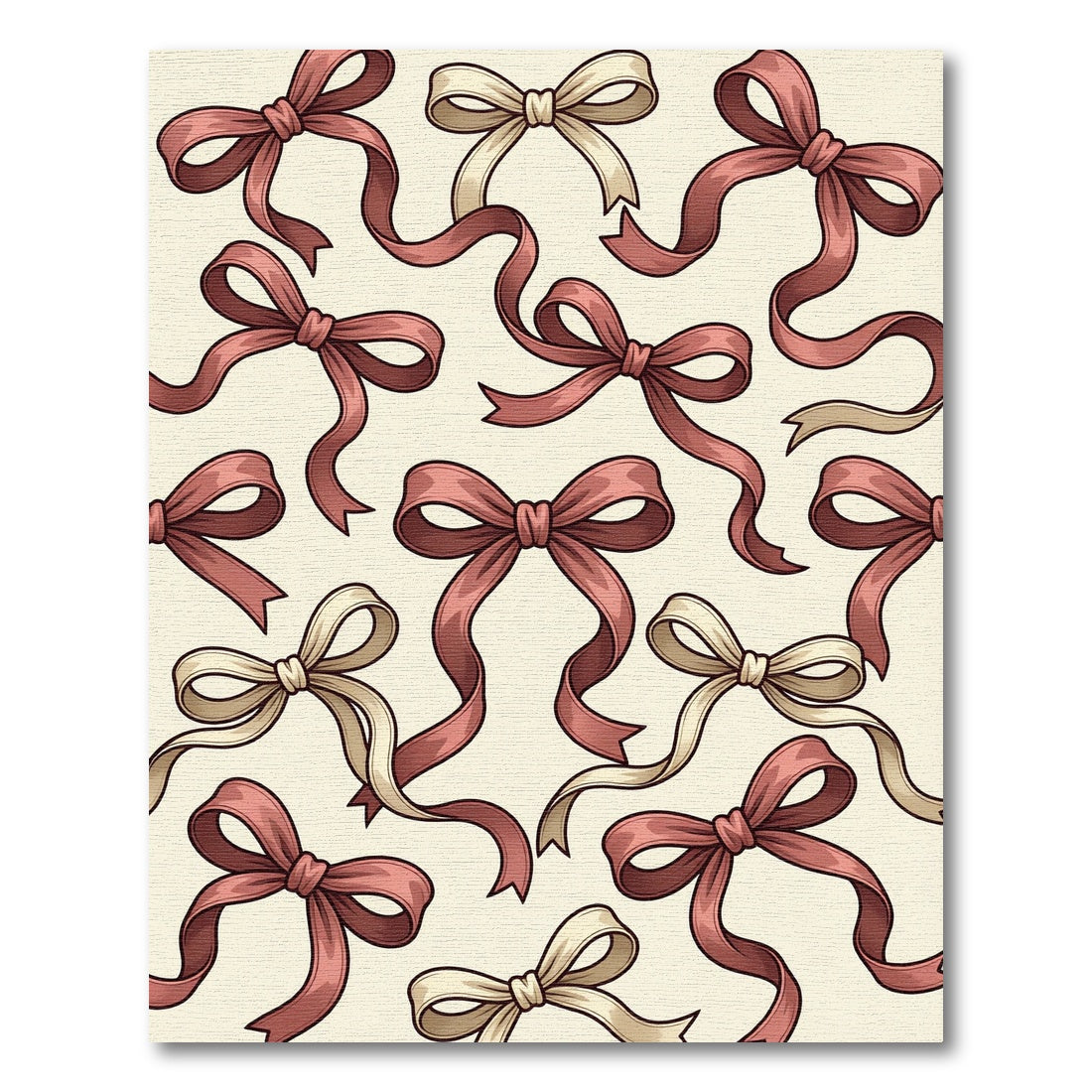 Charming Rose Ribbon Bow Illustration Rug