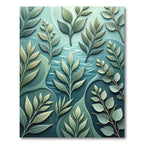 Earthy Green Botanical Branches Swirl Rug