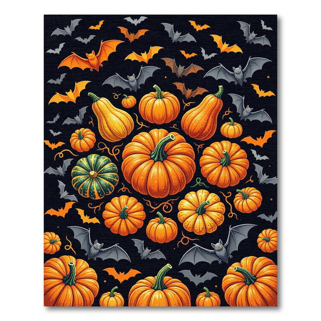 Spooky Jack O Lantern Bat Halloween Rug