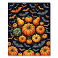 Spooky Jack O Lantern Bat Halloween Rug