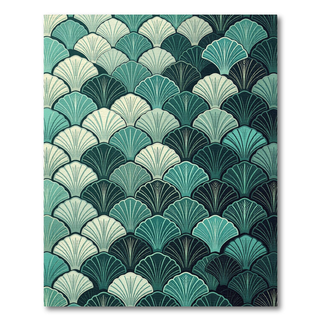 Art Deco Teal Fan Arrangement Rug