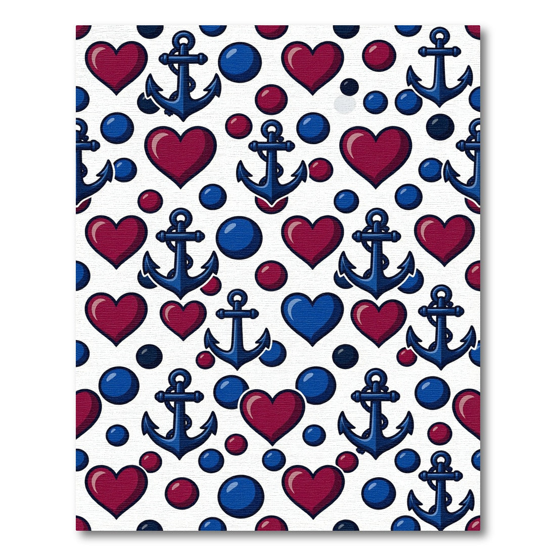 Nautical Heart Anchor Ball Pattern Rug