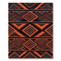Bold Orange Black Geometric Diamond Rug