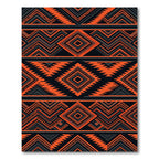 Bold Orange Black Geometric Diamond Rug