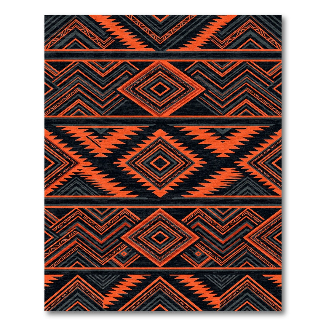 Bold Orange Black Geometric Diamond Rug