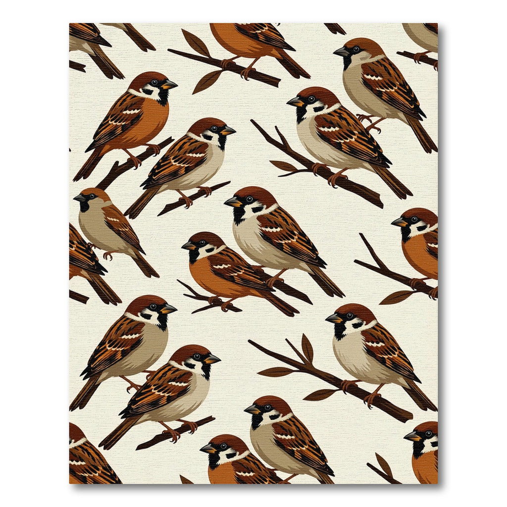 Charming Sparrows on Rustic Branches Rug