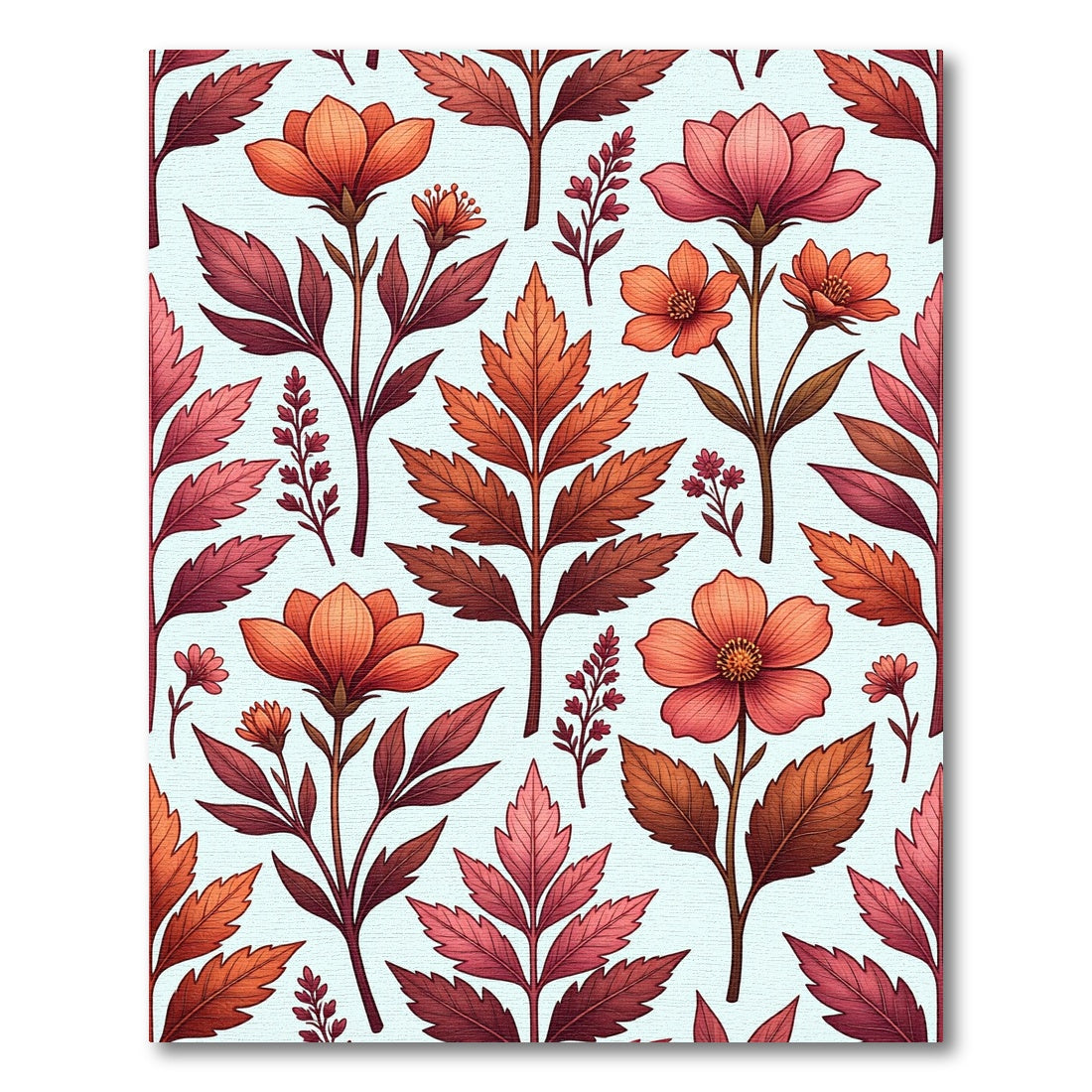 Coral Pink Autumn Floral Branch Arrangement Rug