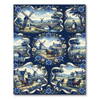 Vintage Countryside Cottage Floral Scene Rug