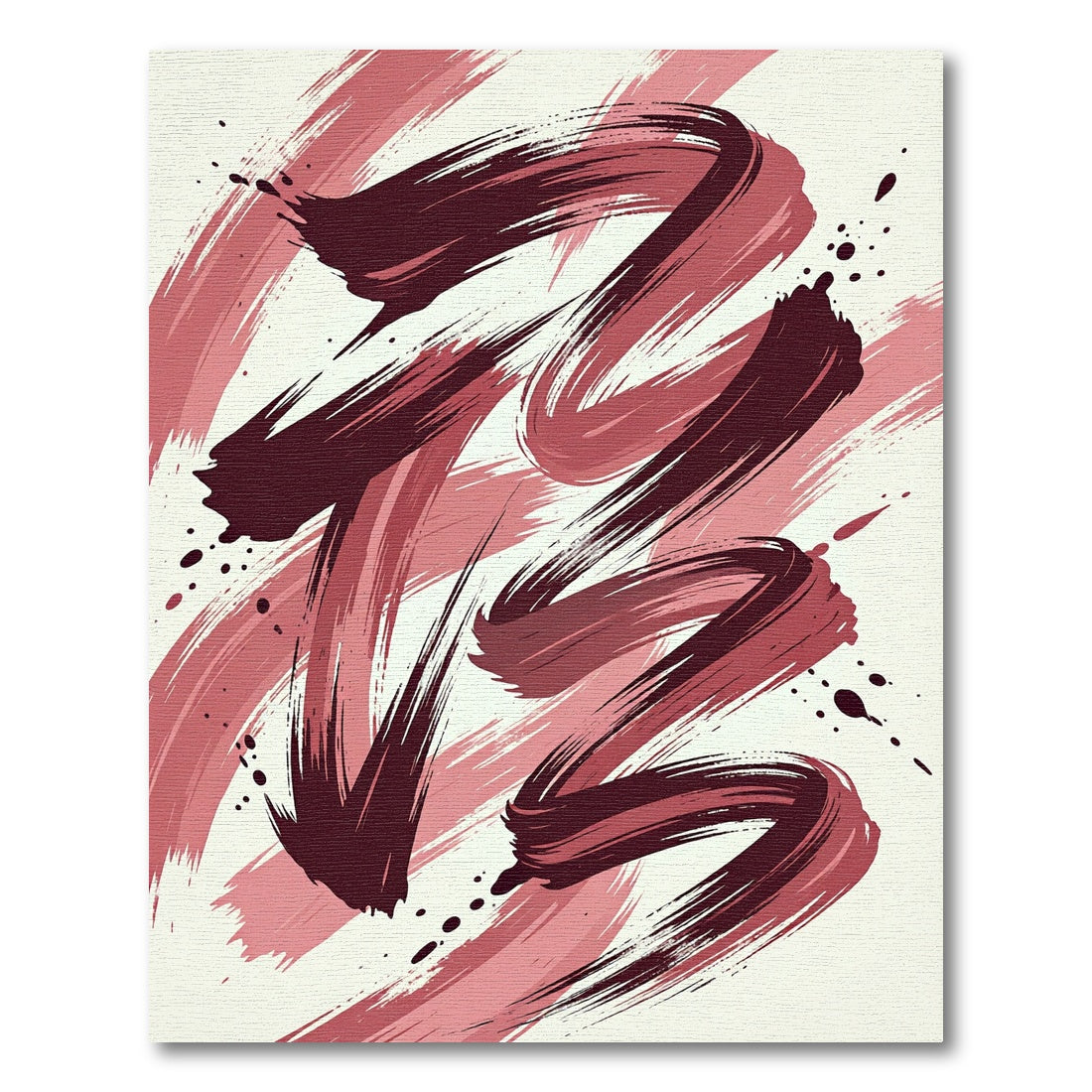 Abstract Crimson Brushstroke Swirl Rug