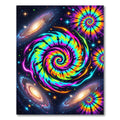 Vibrant Cosmic Tie-Dye Spiral Galaxy Rug