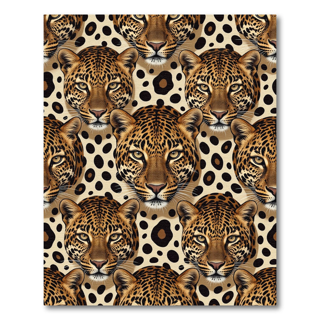 Leopard Heads Beige Spot Composition Rug