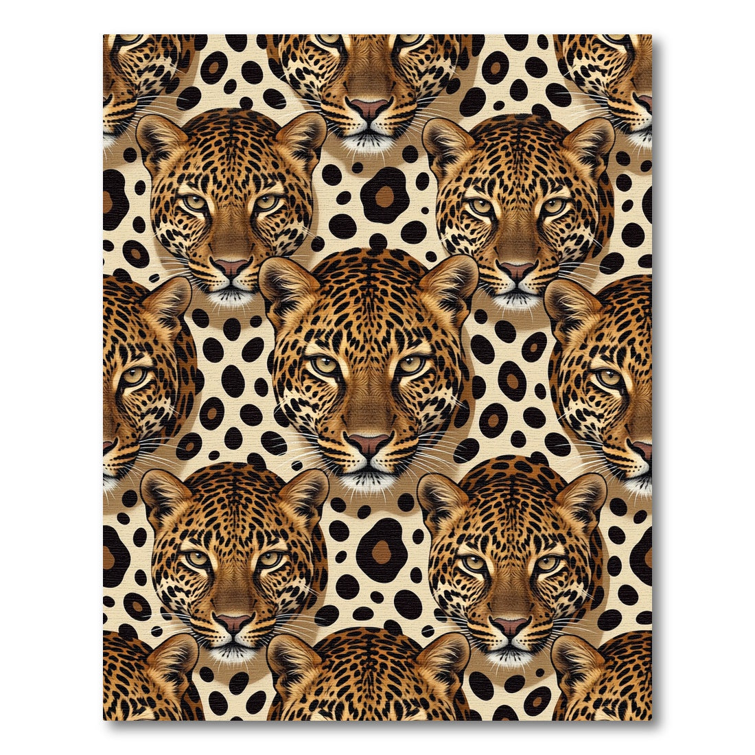 Leopard Heads Beige Spot Composition Rug