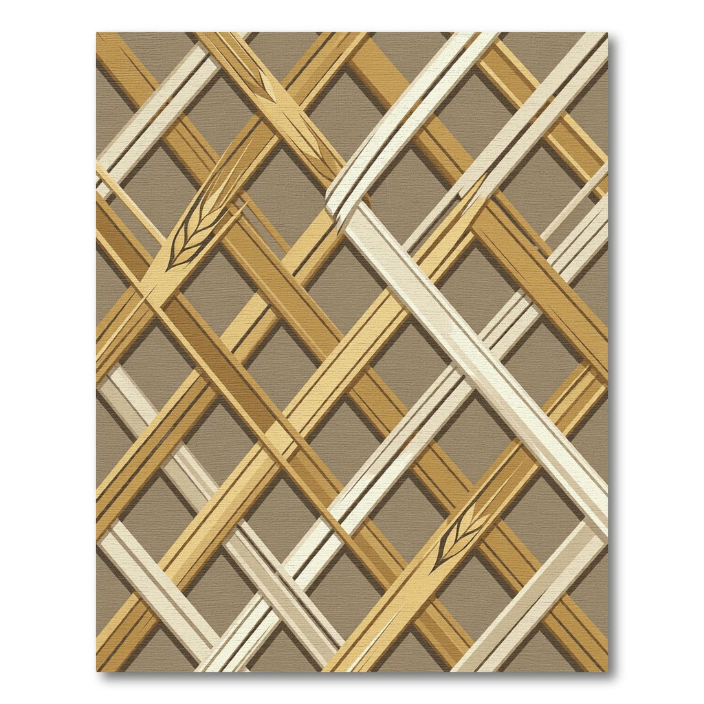 Earthy Gold Woven Wheat Lattice Rug