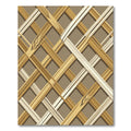 Earthy Gold Woven Wheat Lattice Rug