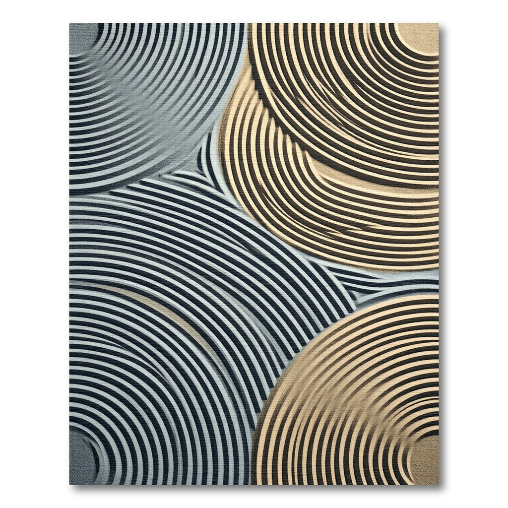Modern Black White Tan Arc Rug