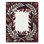 Burgundy Cream Autumn Leaf Garland Rug