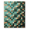 Aqua Tan Distressed Tile Grid Rug