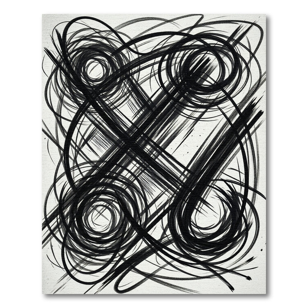 Monochrome Abstract Swirl Brushstroke Rug