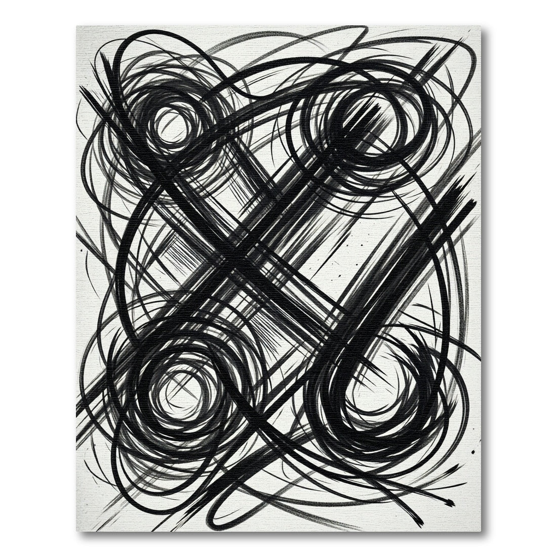 Monochrome Abstract Swirl Brushstroke Rug