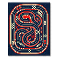 Retro Red and Navy Racing Track Rug
