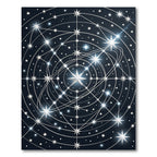 Celestial Silver Starry Midnight Grid Rug