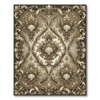 Ornate Gold Shell Scrollwork Frame Rug
