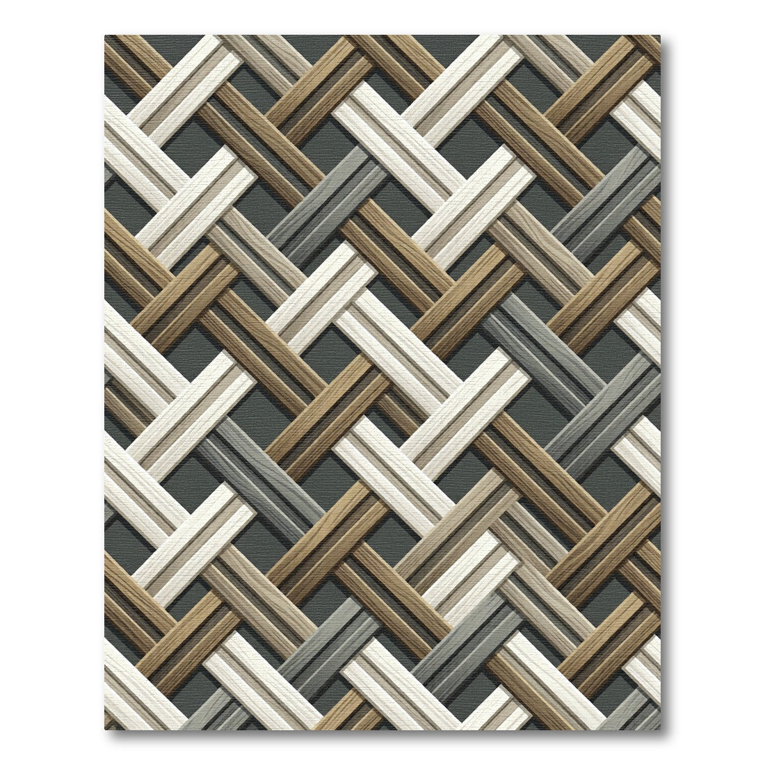Woven Tan Wood Diagonal Weave Rug