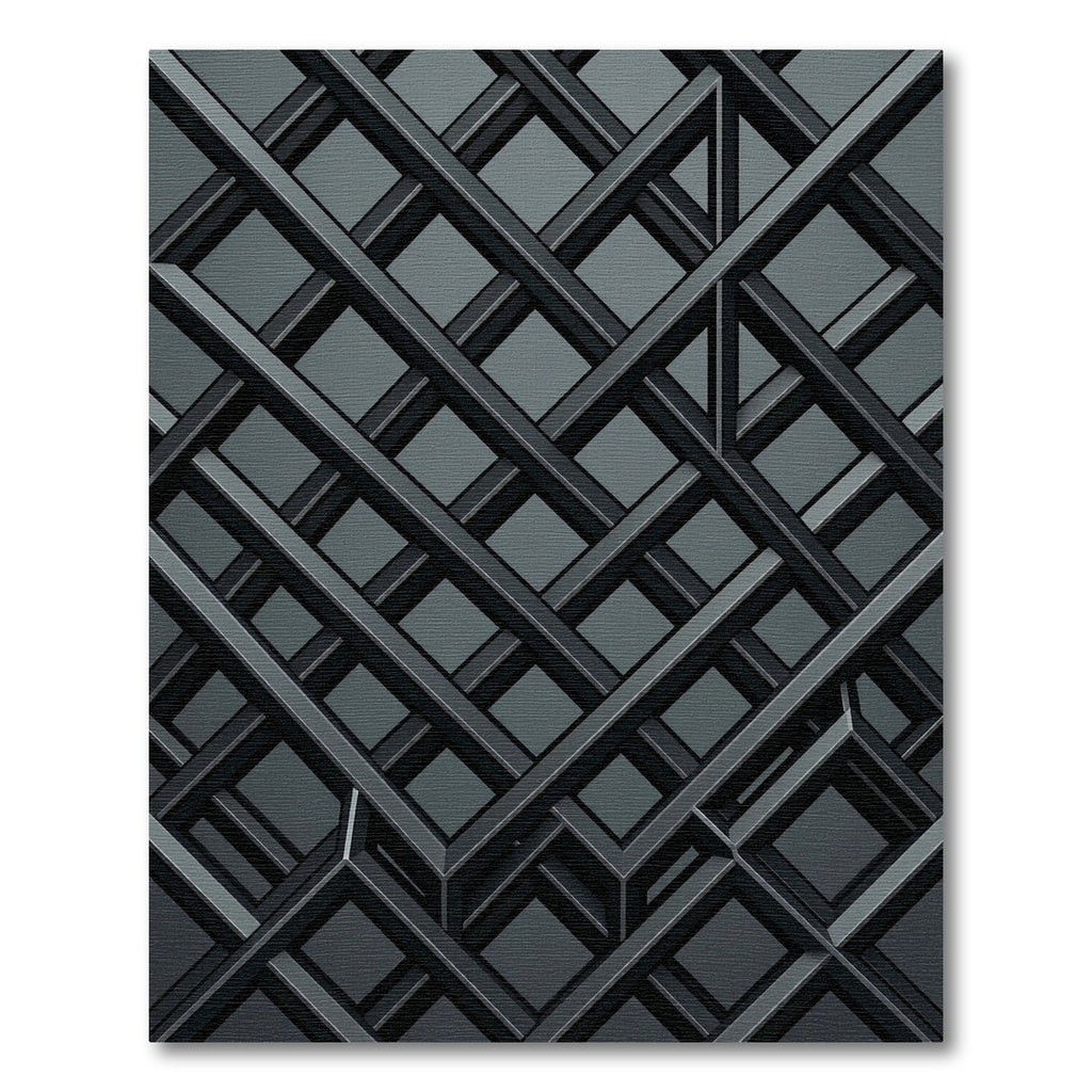 Monochrome Metallic Interlocking Grid Rug