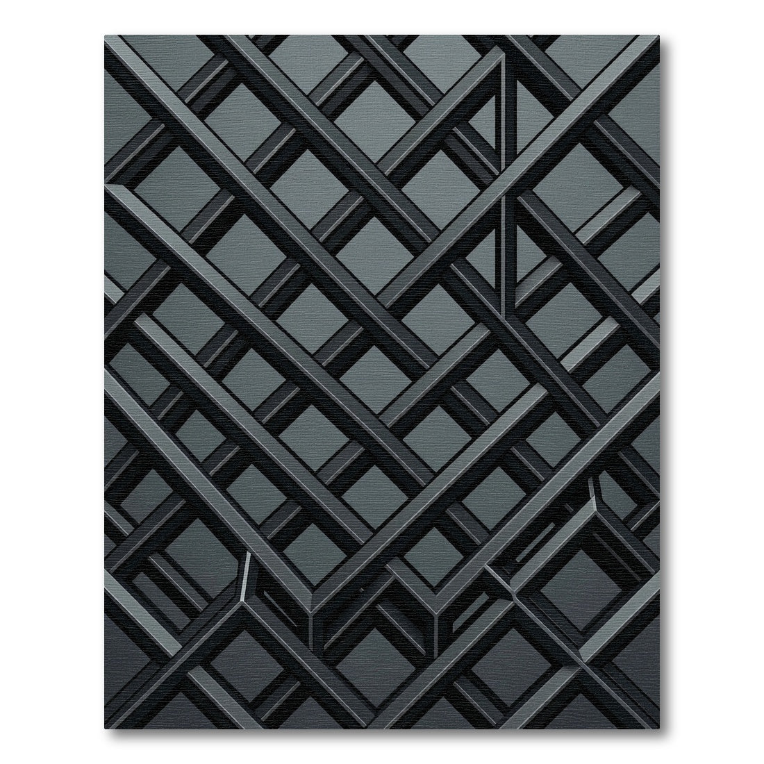 Monochrome Metallic Interlocking Grid Rug