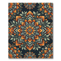 Earthy Orange and Teal Floral Mandala Rug