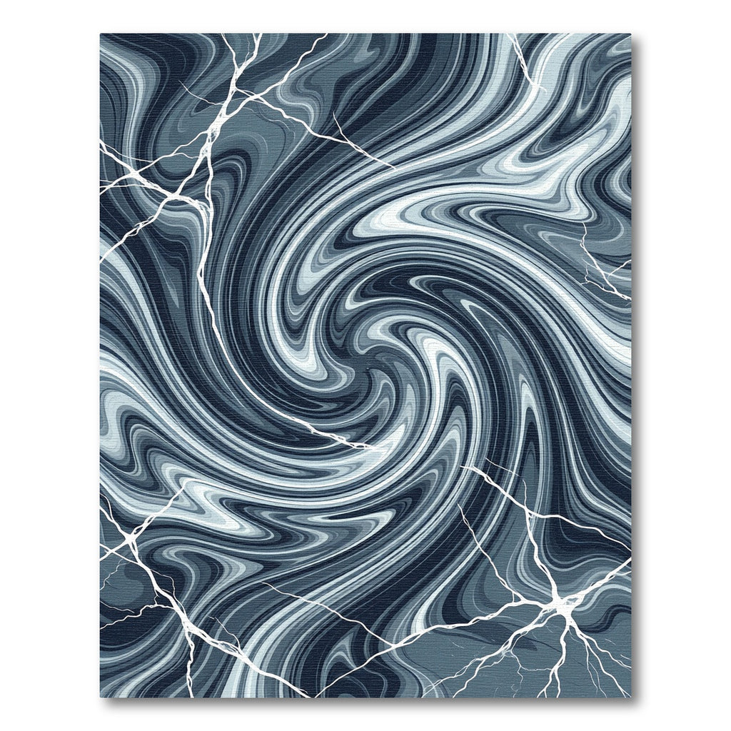 Abstract Navy Marble Swirl Vein Rug