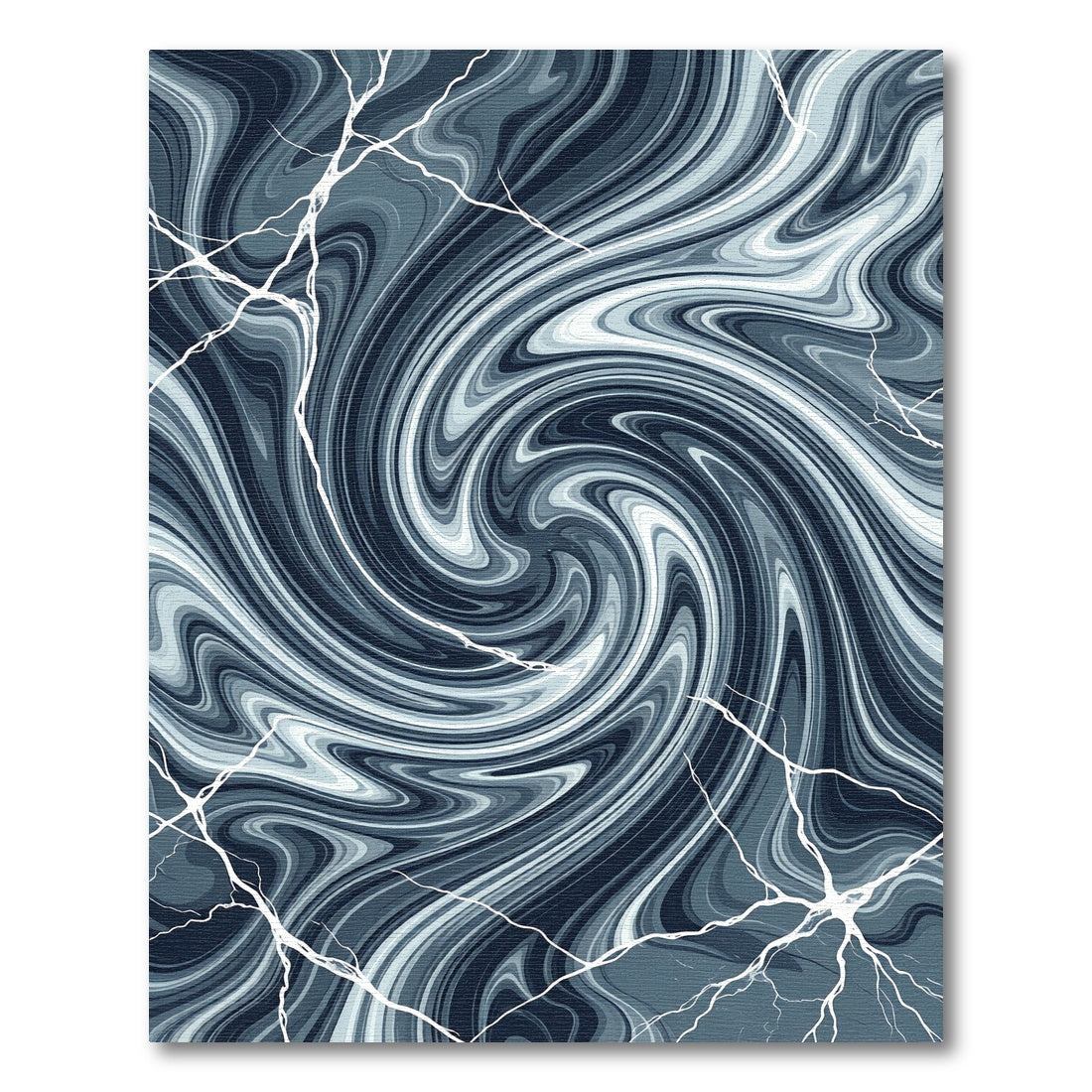 Abstract Navy Marble Swirl Vein Rug