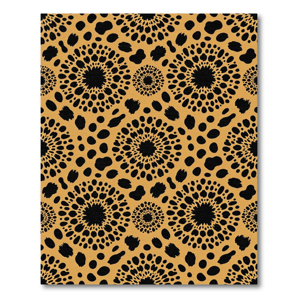 Black Sunburst Spots Ochre Rug