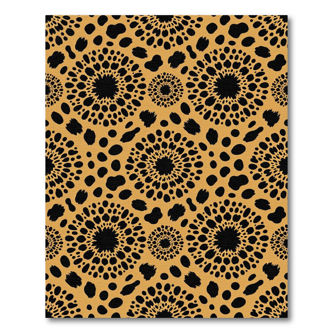 Black Sunburst Spots Ochre Rug