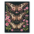 Botanical Butterfly and Pink Flower Composition Rug