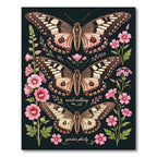 Botanical Butterfly and Pink Flower Composition Rug