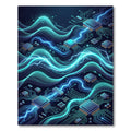 Electric Circuitry Glowing Neon Waves Rug