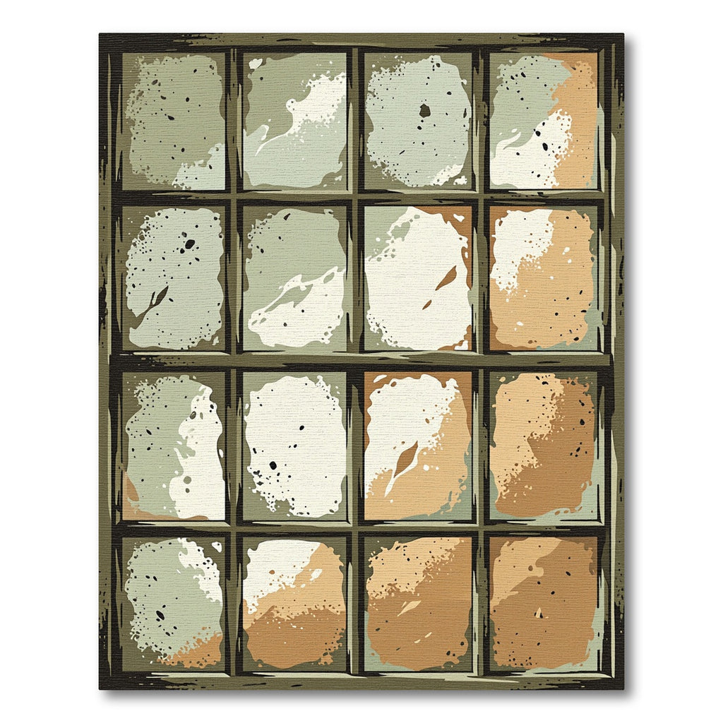 Earthy Tones Grungy Panel Arrangement Rug