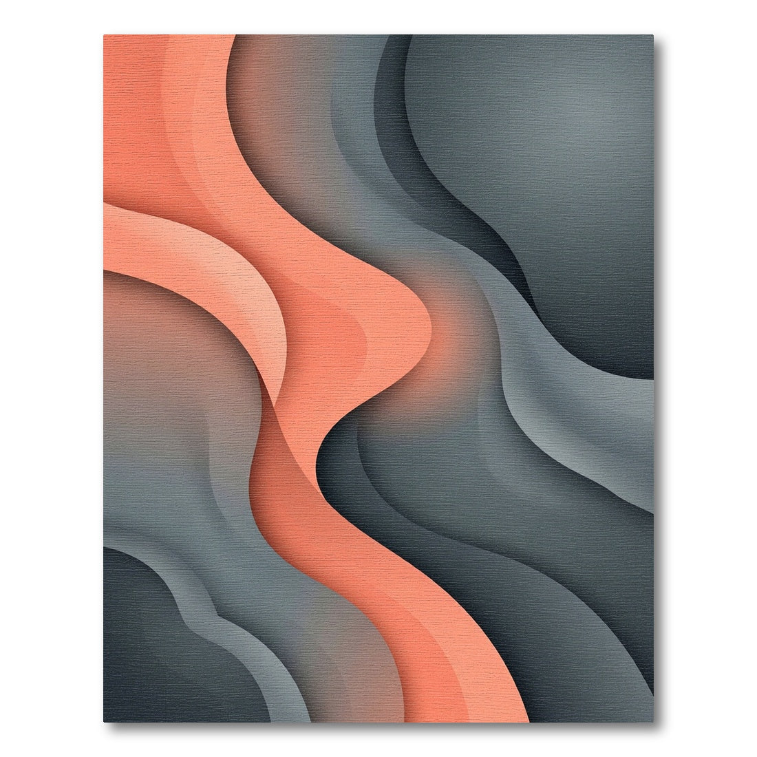 Coral Gray Layered Wave Rug