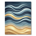 Fluid Gold and Navy Abstract Waves Rug