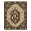 Elegant Brown Floral Medallion Garden Rug