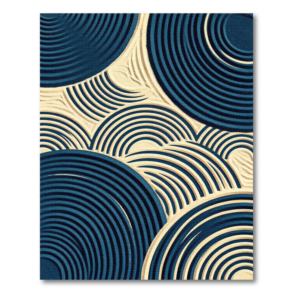 Modern Navy Concentric Ripple Zen Rug
